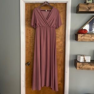 Pink blush floor length maternity dress